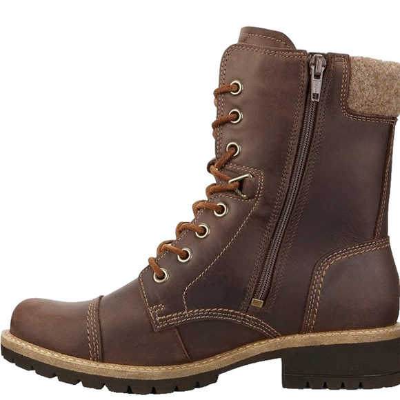 ECCO Shoes - ECCO Elaine Leather Ankle Boots Brown Lug Sole Side Zip size 8.5 EU 39